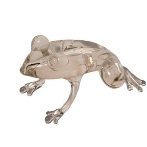 Clear Glass HAND BLOWN FROG Figurine Paperweight